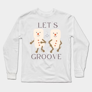 Groovy Christmas Marshmallow Snowman (Red Version) Long Sleeve T-Shirt